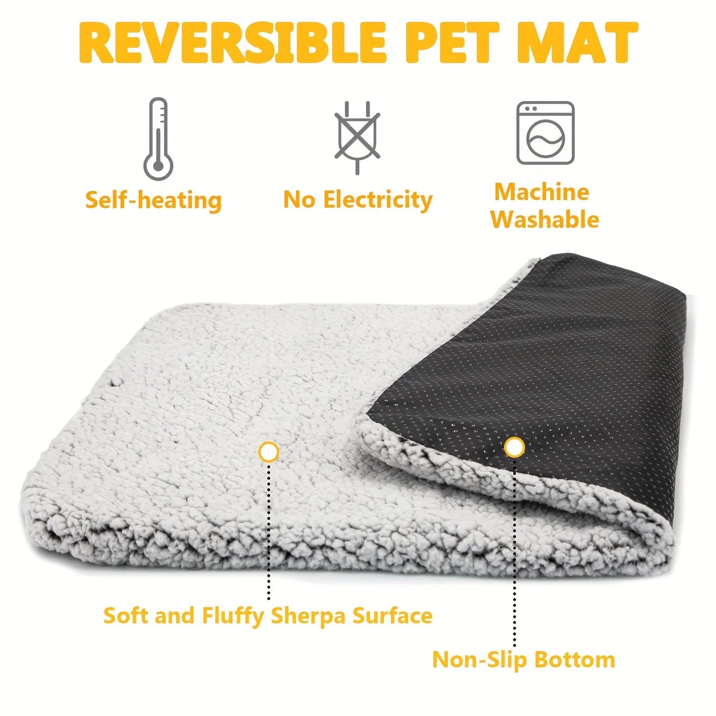 Self-Heating Pet Washable Cushion Mat for Cats and Dogs