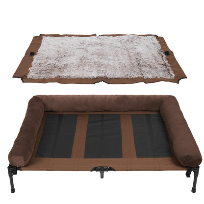 Extra Large Cooling Elevated Dog Bed with Bolster