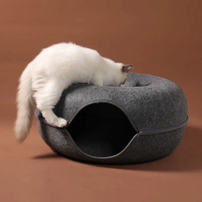 Donut Cat Bed Interactive Tunnel