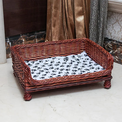 Rattan dog bed with Removable and Washable Cushion