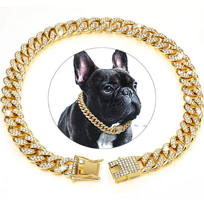 Diamond Cuban Link  Chain Collar for Dog and Cat