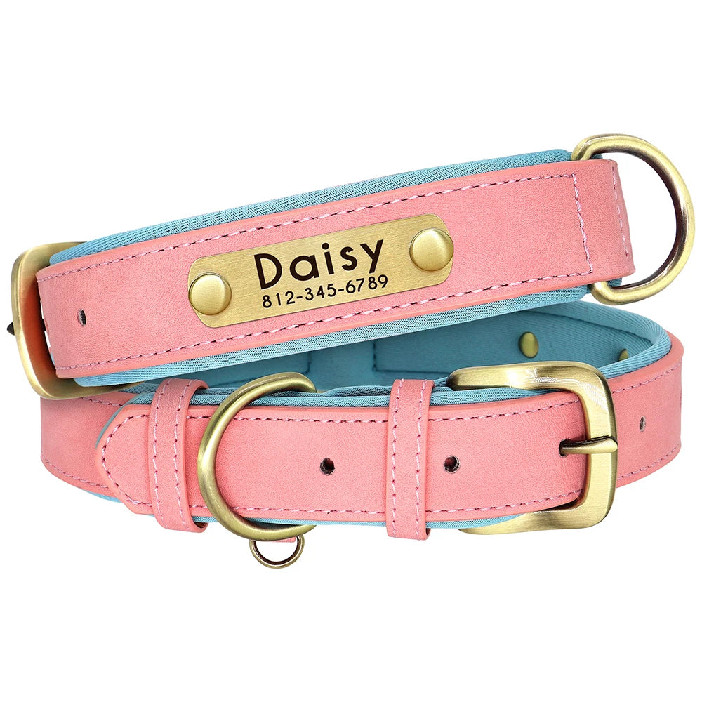 Leather Dog Collars and Leash Set