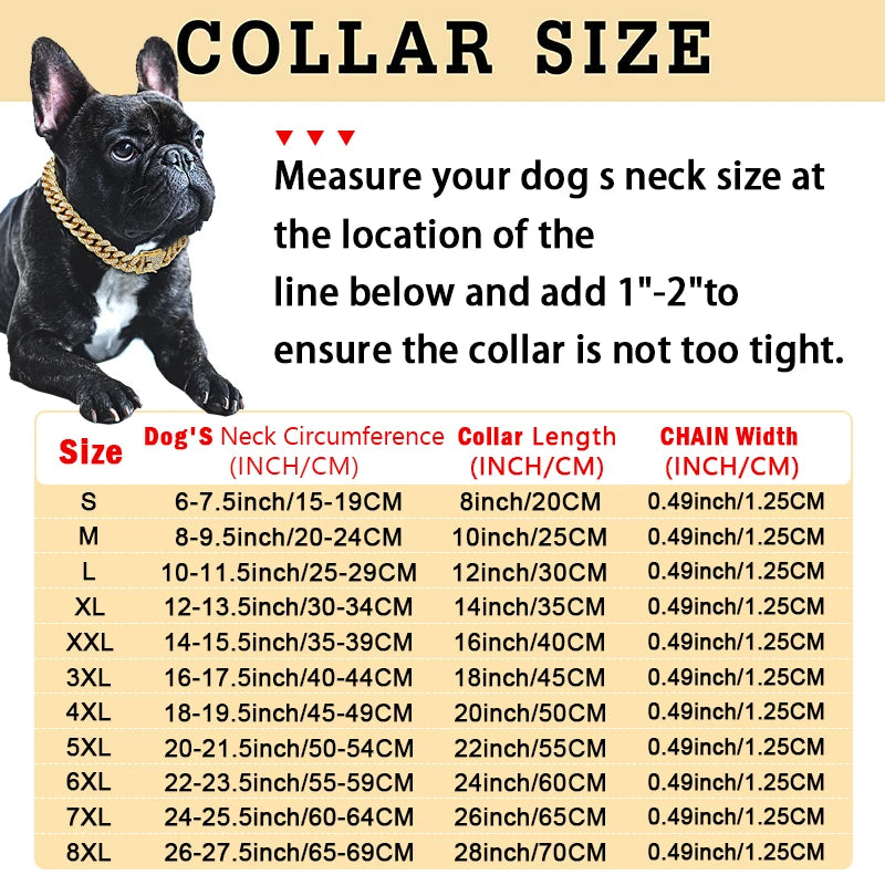 Diamond Cuban Link  Chain Collar for Dog and Cat