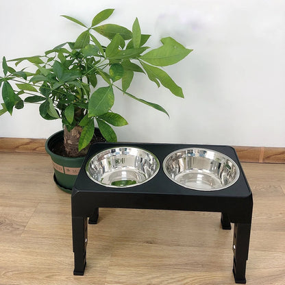 Raised Stand with Double Food Water Bowls