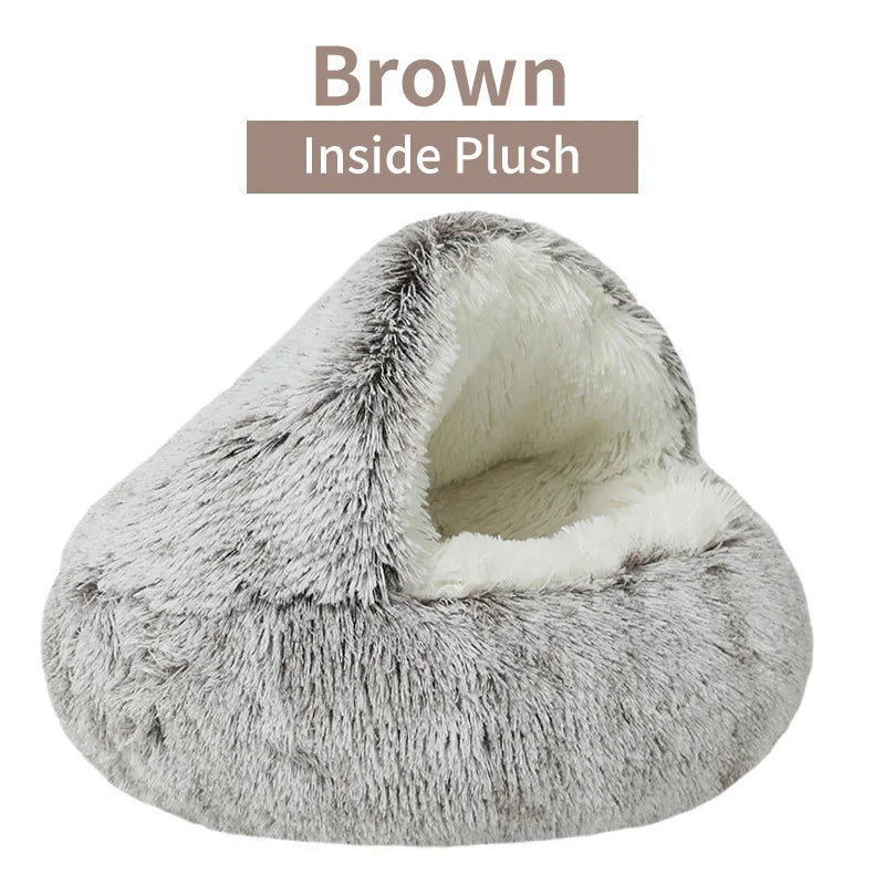 Cozy Winter Plush Cat Bed and Sleep Bag