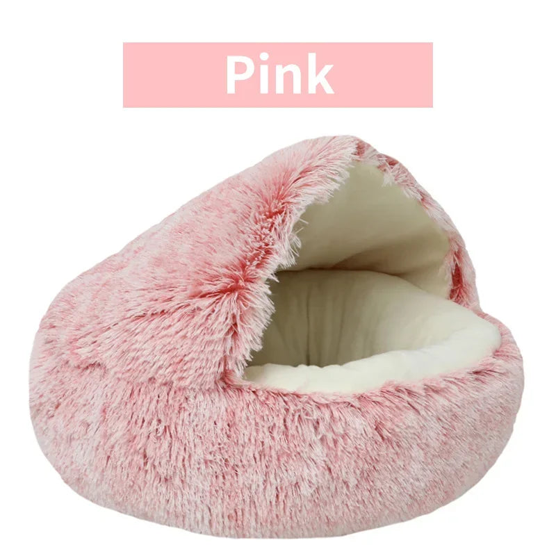 Cozy Winter Plush Cat Bed and Sleep Bag