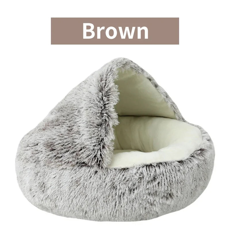 Cozy Winter Plush Cat Bed and Sleep Bag