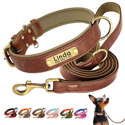 Leather Dog Collars and Leash Set