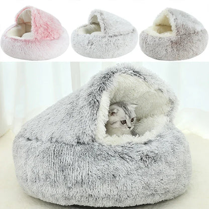 Cozy Winter Plush Cat Bed and Sleep Bag