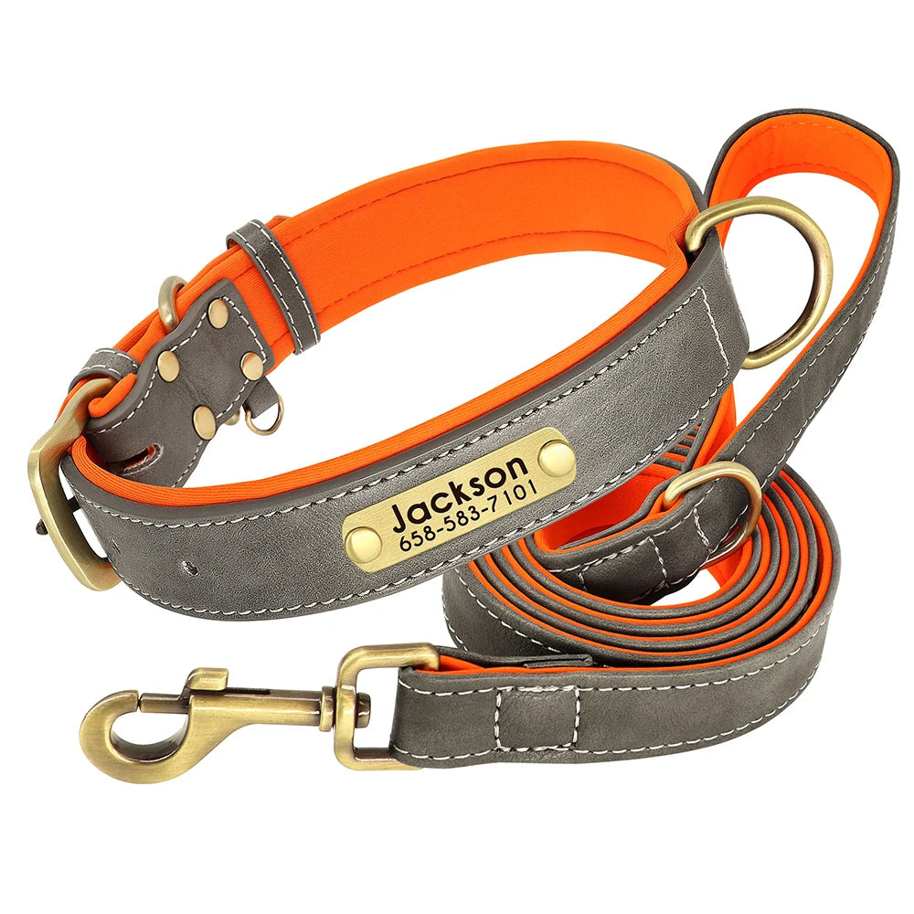 Leather Dog Collars and Leash Set