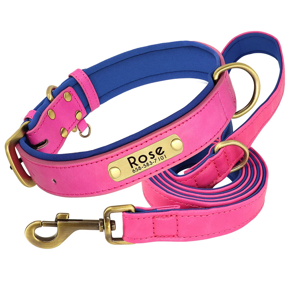 Leather Dog Collars and Leash Set