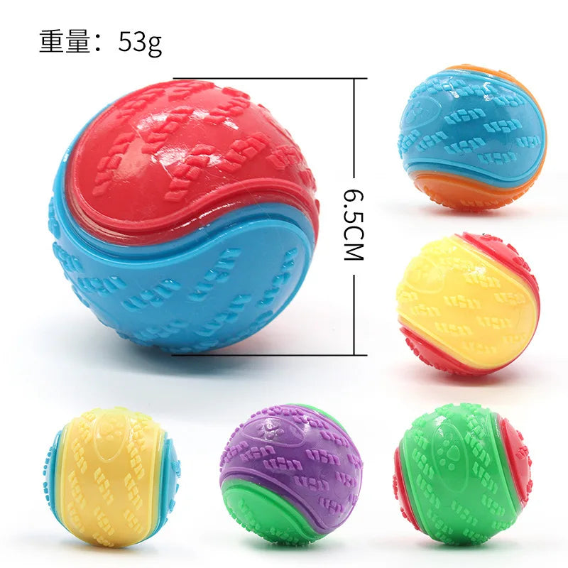 Dog Chew Toy Balls - Set of 6 Squeaky Balls