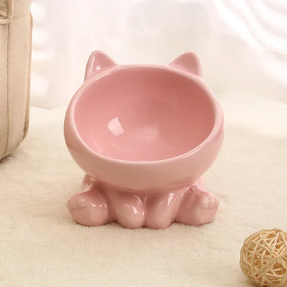 Cat Food and Water Bowl High Feet Ceramic