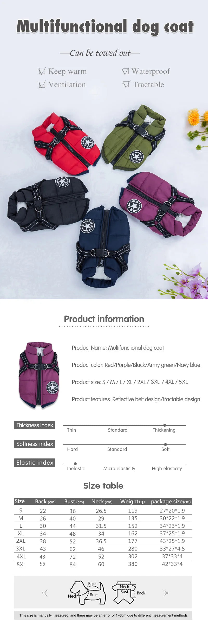 Dog Winter Coat with Harness