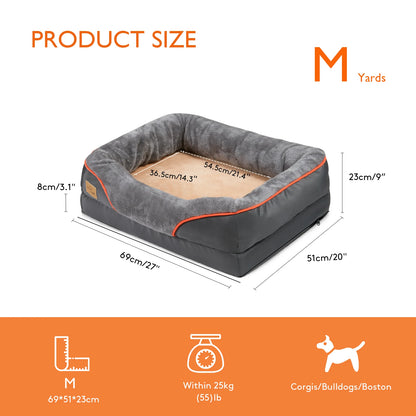 Jumbo Large Bolster Orthopedic Dog Bed Memory Foam