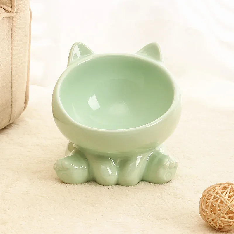 Cat Food and Water Bowl High Feet Ceramic