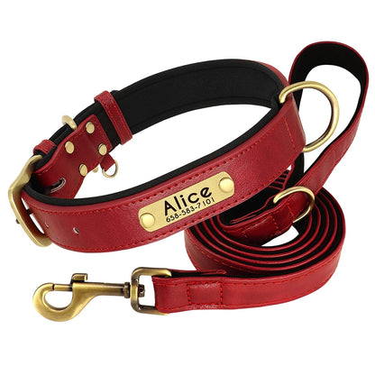 Leather Dog Collars and Leash Set