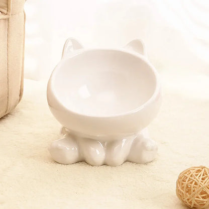 Cat Food and Water Bowl High Feet Ceramic