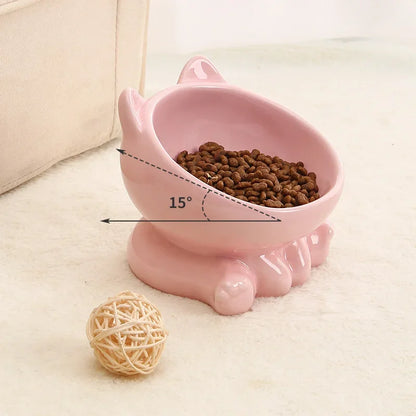 Cat Food and Water Bowl High Feet Ceramic