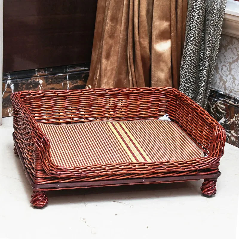 Rattan dog bed with Removable and Washable Cushion