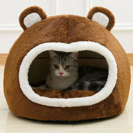 Soft Long Plush Cat Cave Bed