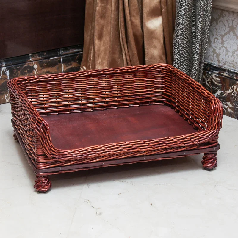 Rattan dog bed with Removable and Washable Cushion