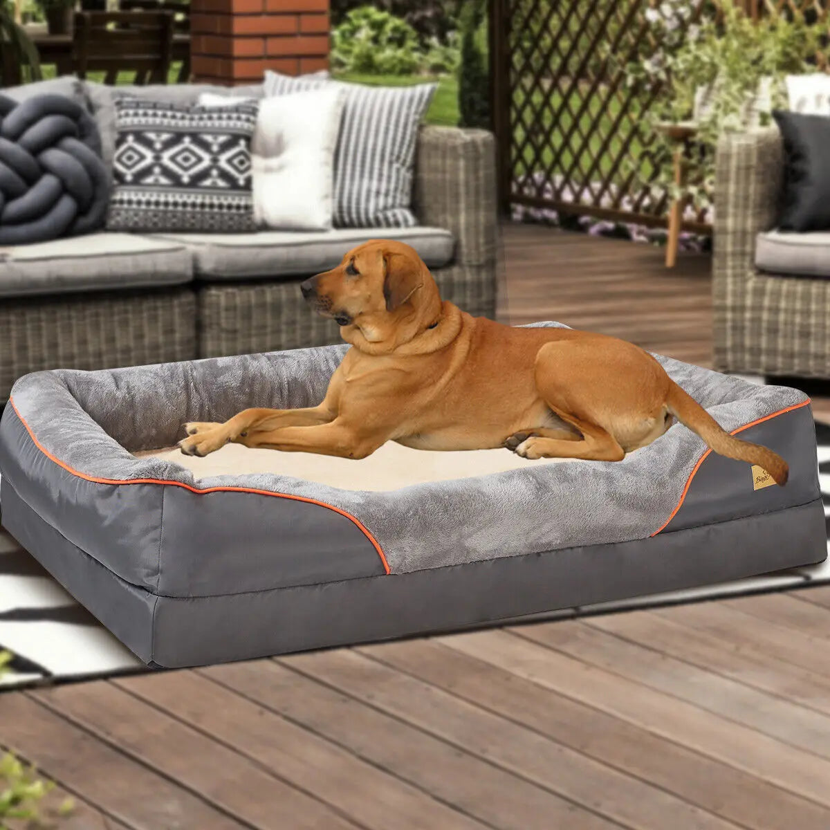 Jumbo Large Bolster Orthopedic Dog Bed Memory Foam