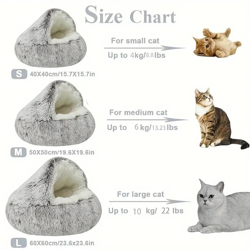 Cozy Winter Plush Cat Bed and Sleep Bag