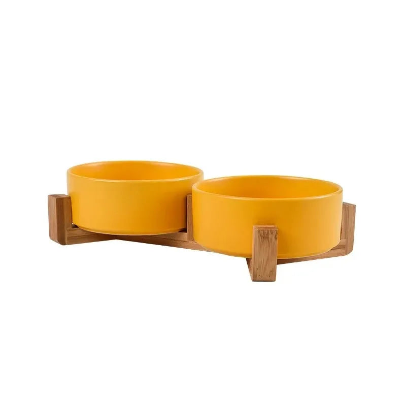 Ceramic pet bowl yellow colour