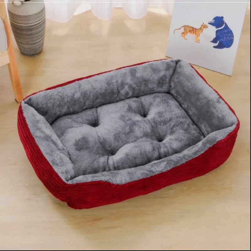 Square Plush Kennel Bed for Dogs and Cats