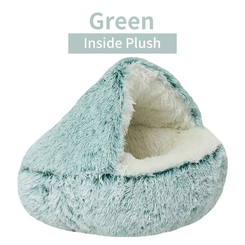 Cozy Winter Plush Cat Bed and Sleep Bag