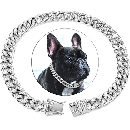 Diamond Cuban Link  Chain Collar for Dog and Cat