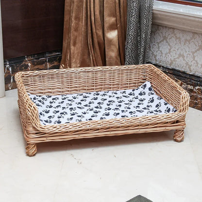 Rattan dog bed with Removable and Washable Cushion