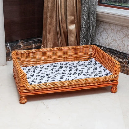 Rattan dog bed with Removable and Washable Cushion