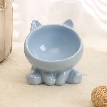 Cat Food and Water Bowl High Feet Ceramic