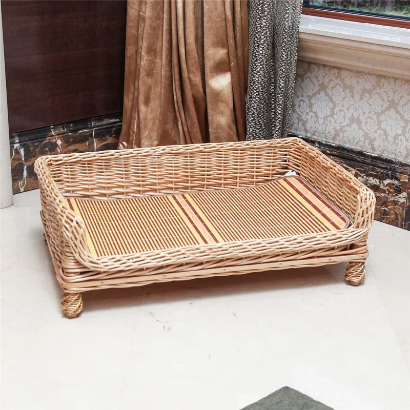 Rattan dog bed with Removable and Washable Cushion