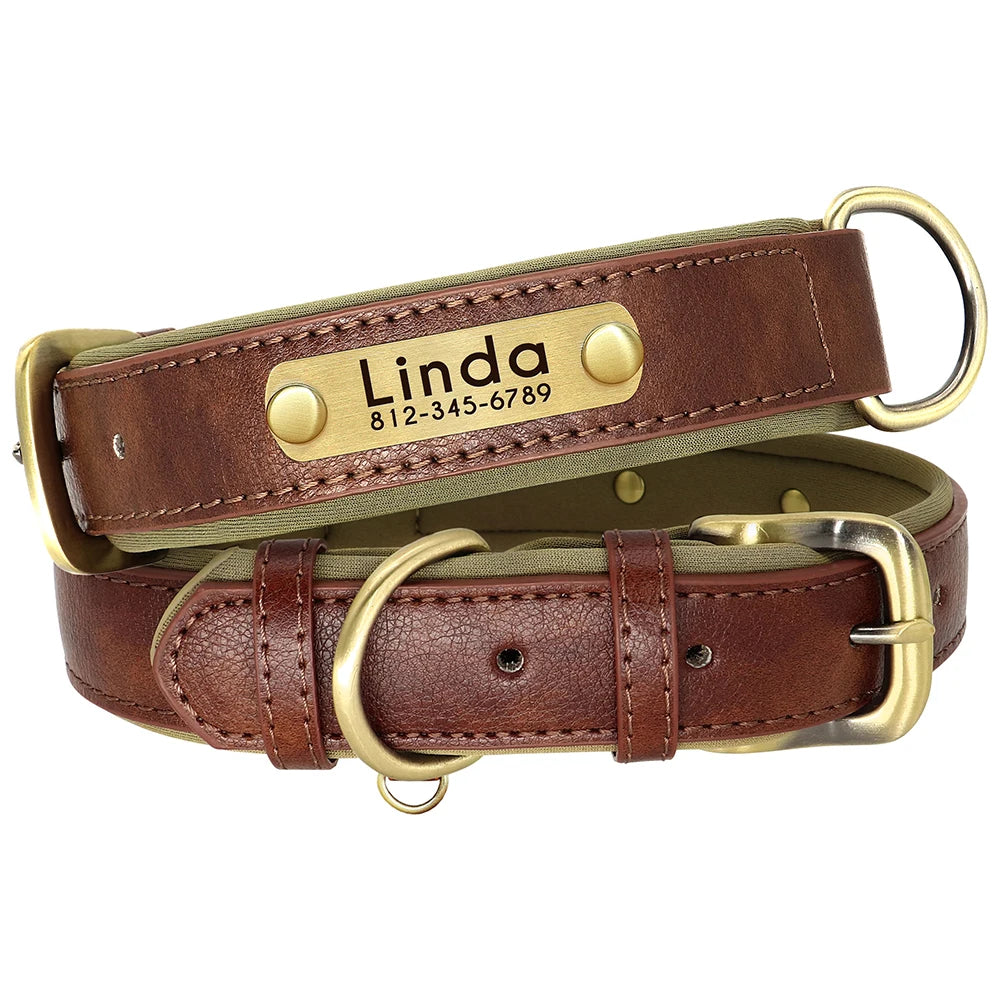 Leather Dog Collars and Leash Set