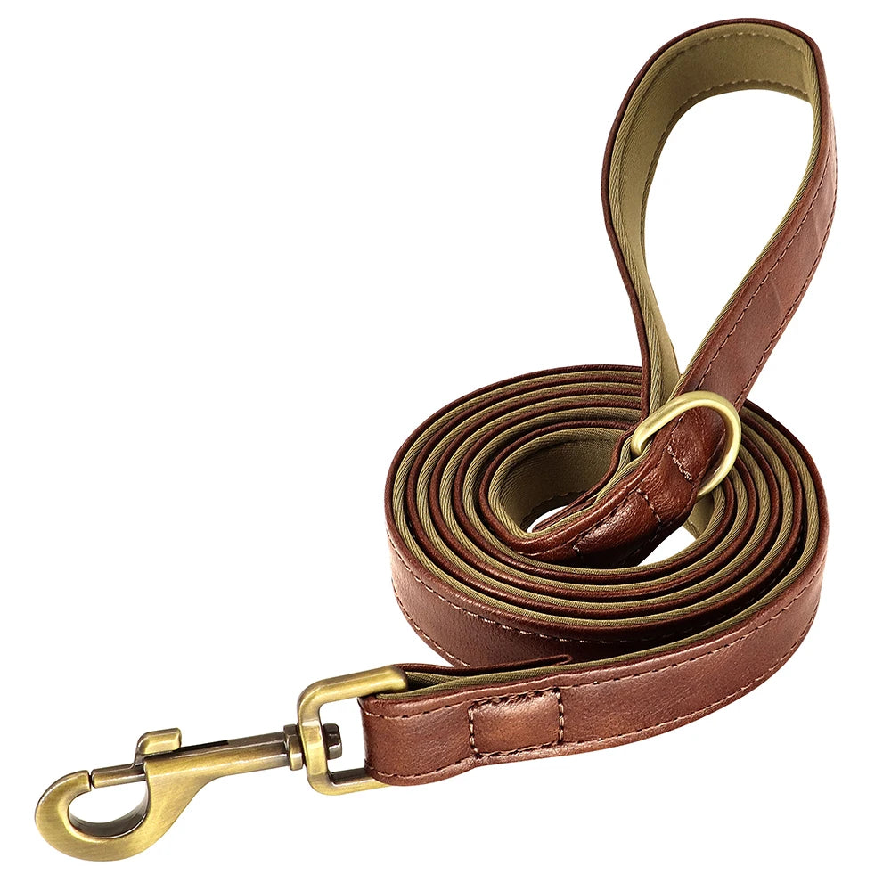 Leather Dog Collars and Leash Set