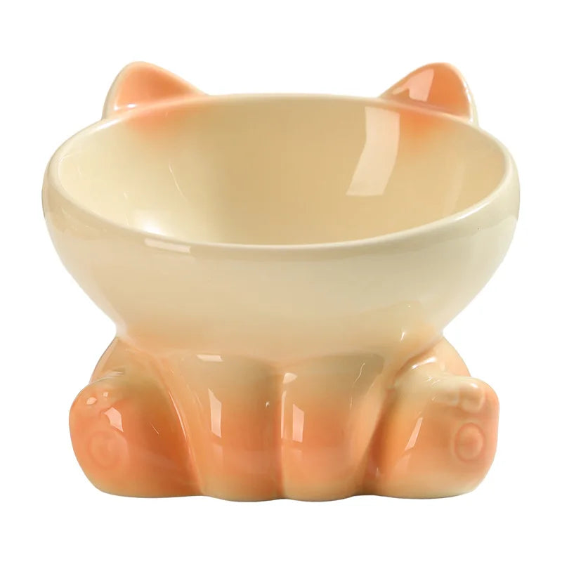 Cat Food and Water Bowl High Feet Ceramic