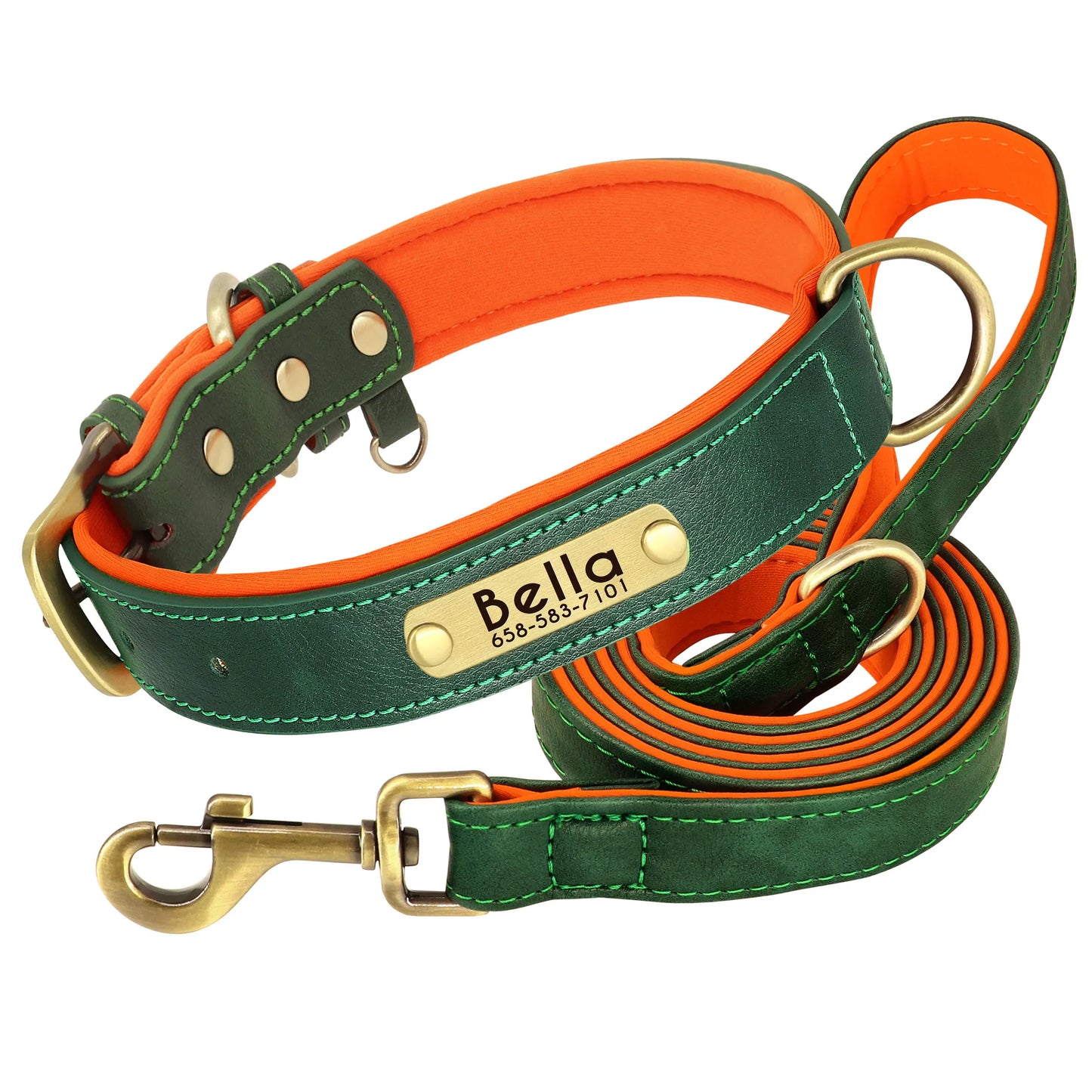 Leather Dog Collars and Leash Set