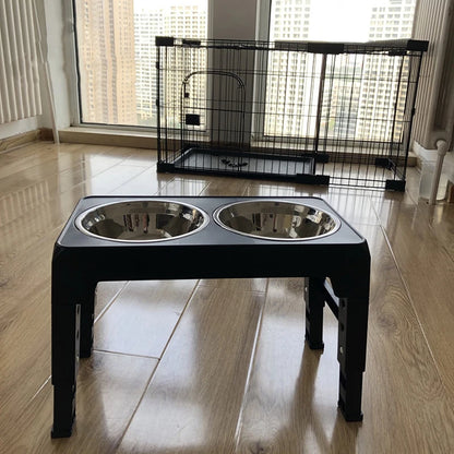 Raised Stand with Double Food Water Bowls