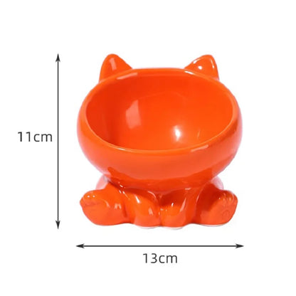 Cat Food and Water Bowl High Feet Ceramic