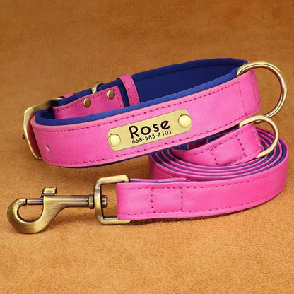 Leather Dog Collars and Leash Set