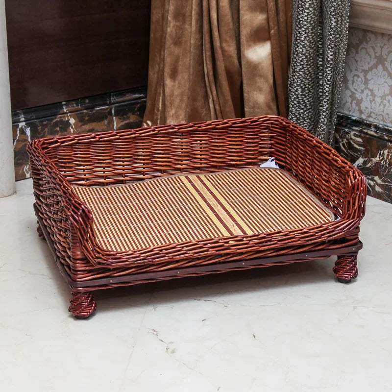 Rattan dog bed with Removable and Washable Cushion