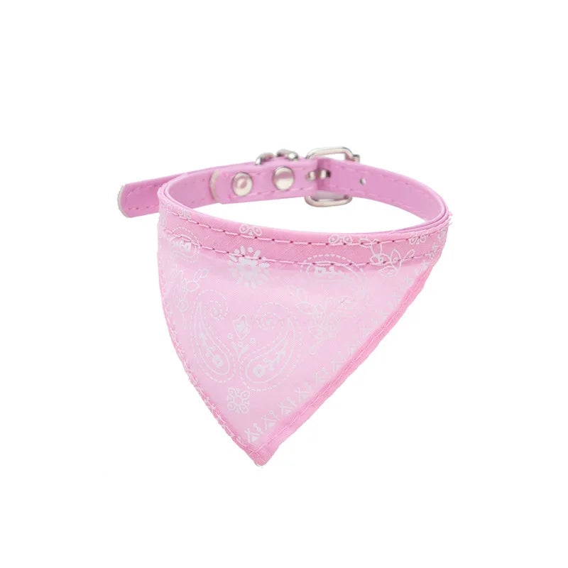 Dog leather bandana collar pink