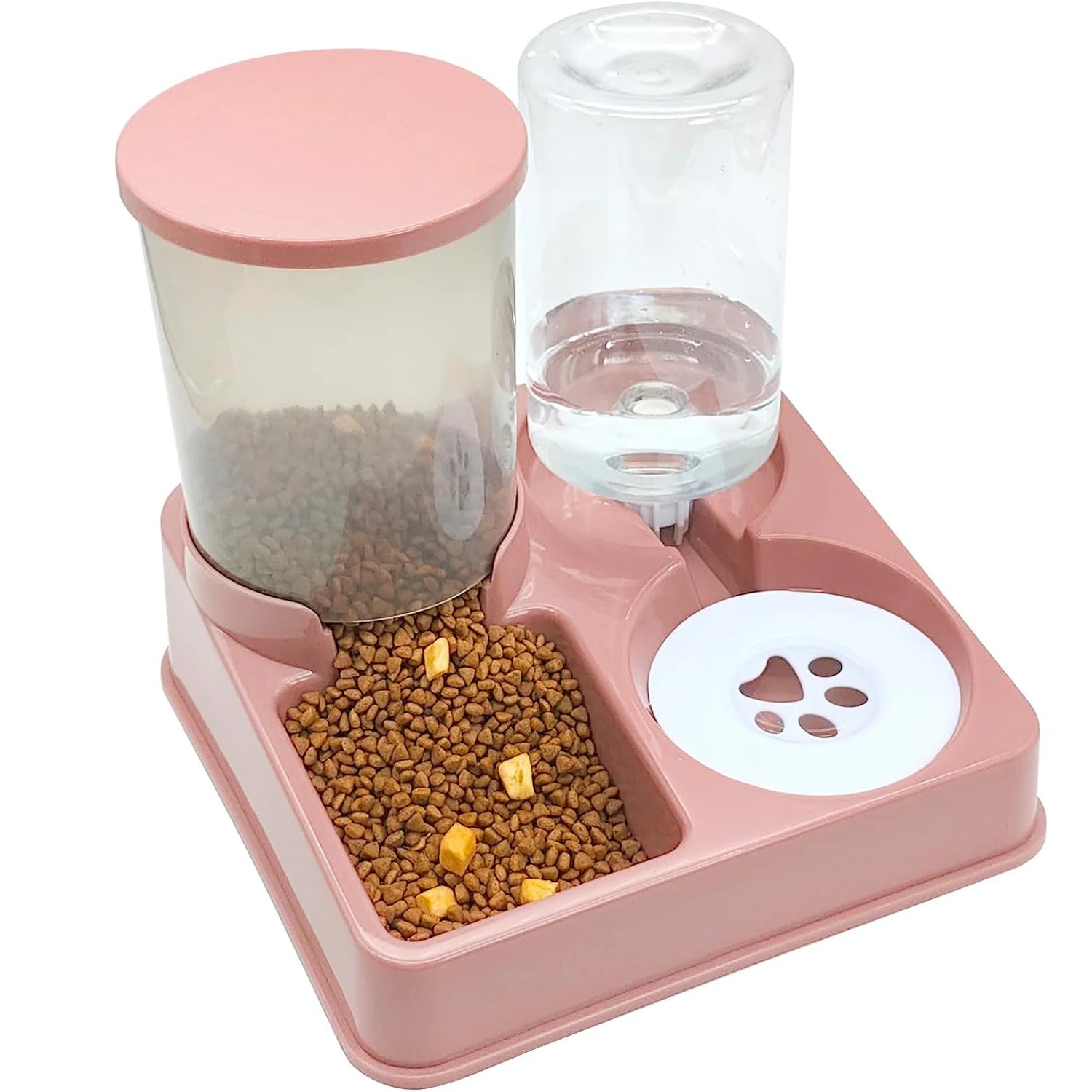 Pink auto matic cat food feeder